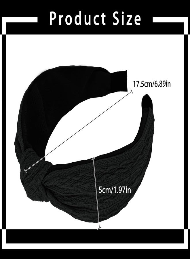 Ondder Top Knot Headband for Women Black Fabric Non Slip Fashion Wide Knotted Headbands Hair Accessories for Women Girls - Image 2
